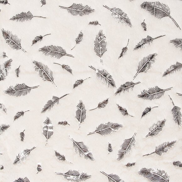 Luxe Home Decor Signature Faux Fur Throw | 1-Piece | Silver leaf on ivory - Picture 4 of 4